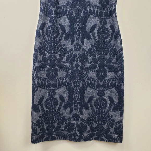 Maeve Anthropology Midi Sweater Dress Sz 8P Ryder Jacquard Turtleneck Navy Blue - Picture 6 of 12